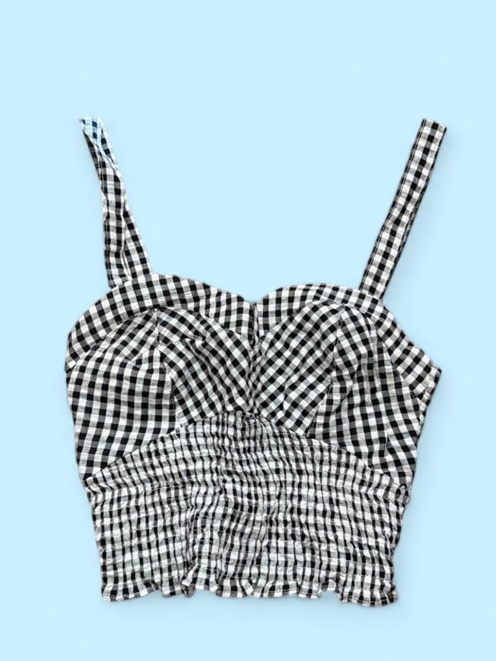 Kendall & Kylie Black and White Gingham Crop Top
